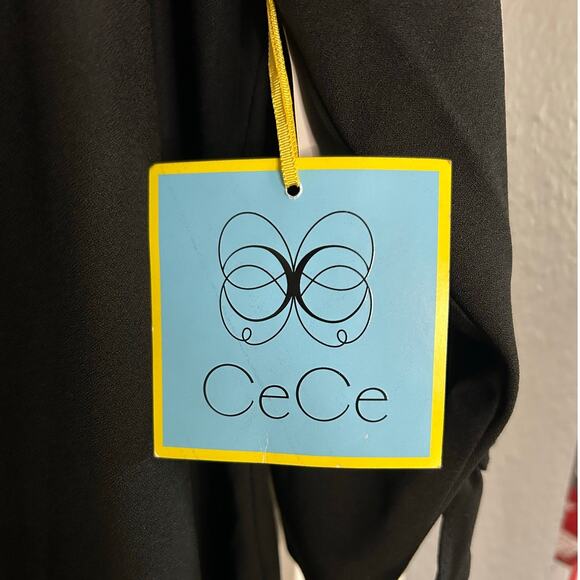 CECE NWT $129 Black 3/4 Sleeve Round Neck Casual Shift Dress Size 16W - Picture 6 of 8